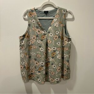 Flowy Floral Sleeveless Top - Sage Green